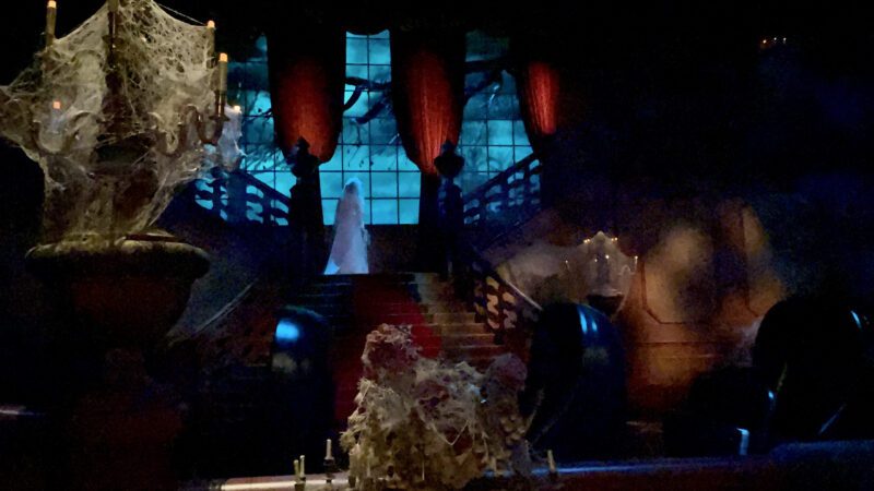 Phantom Manor bride at the top of the stairs, part of the perfect day plan for Disneyland Paris