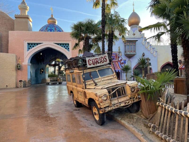 Beat up truck parked in Adventureland