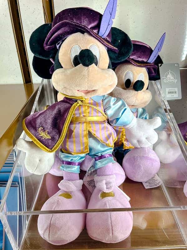 A Mickey Mouse plushie from the Disneyland Hotel in Paris. Mickey is in his royal outfit to match the character in The Royal Banquet. One of the best souvenirs in the Disneyland Paris First-Timer's Guide.