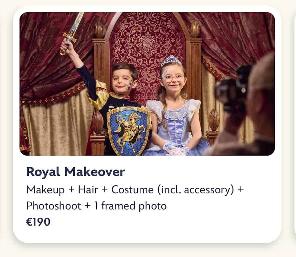 Royal Makeover package details Disneyland Paris