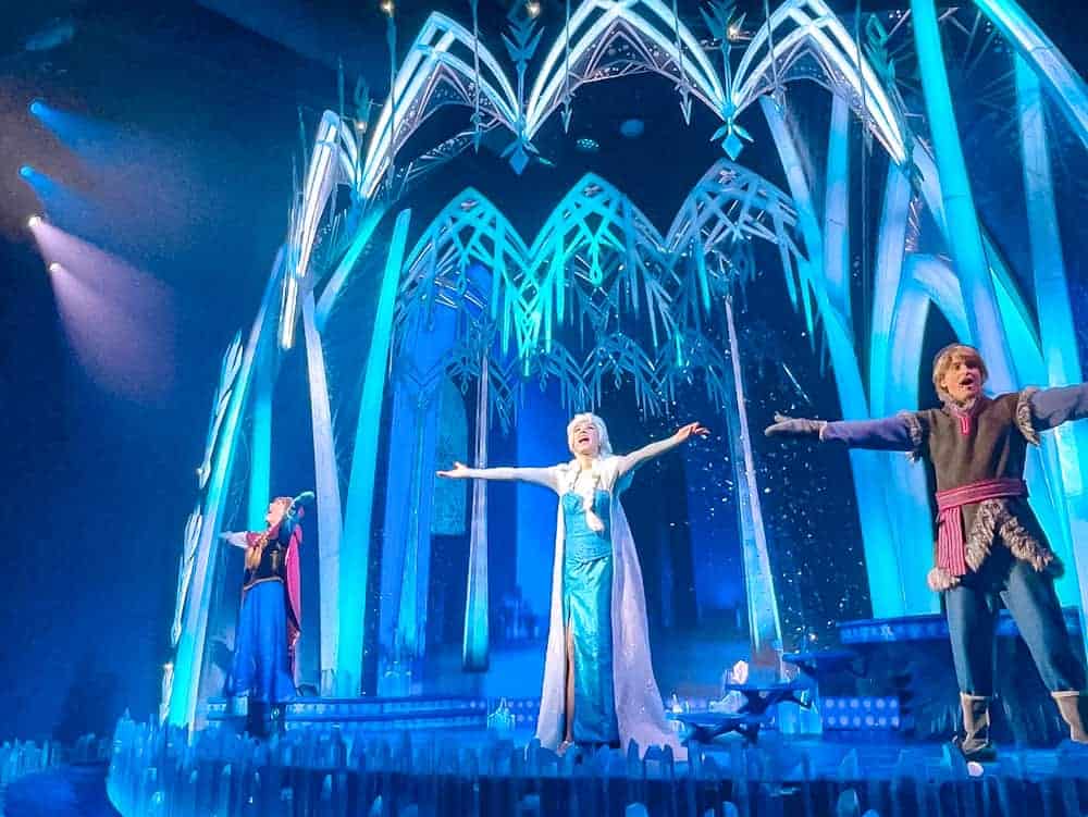One of the surprising things about Disneyland Paris – Elsa sings Let It Go in French during Frozen: A Musical Invitation.