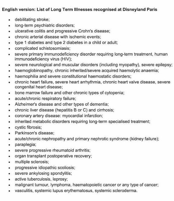 Long term illnesses for DLP easy access card-UK