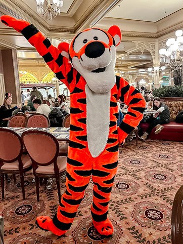 Tigger poses exuberantly at Plaza Gardens restaurant in Disneyland Paris