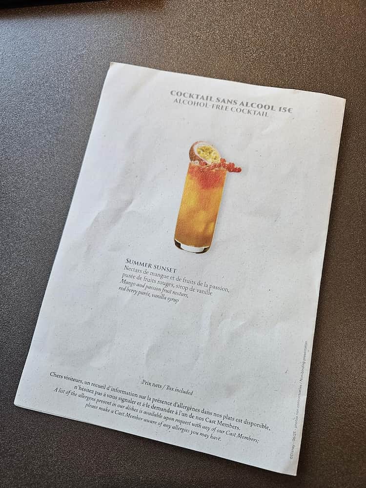 Disneyland Hotel Bar Drinks – Non-Alcoholic Options