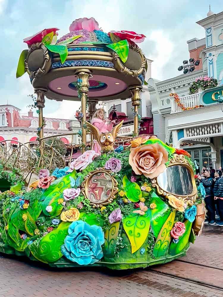 Princess Aurora on the Disney Stars on Parade float during the Disneyland Paris parade