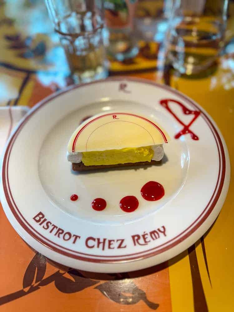 Lemon meringue tart dessert at Bistrot Chez Rémy Disneyland Paris