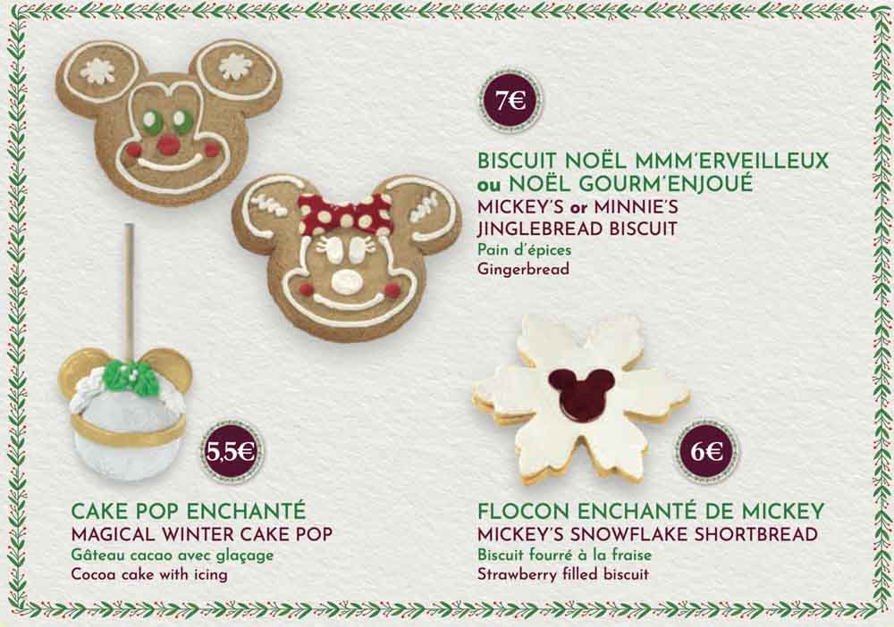 Cafe de la Brousse Christmas 2025 menu with festive cookies, cake pops and hot drinks, featured in Disneyland Paris Christmas menus 2025.