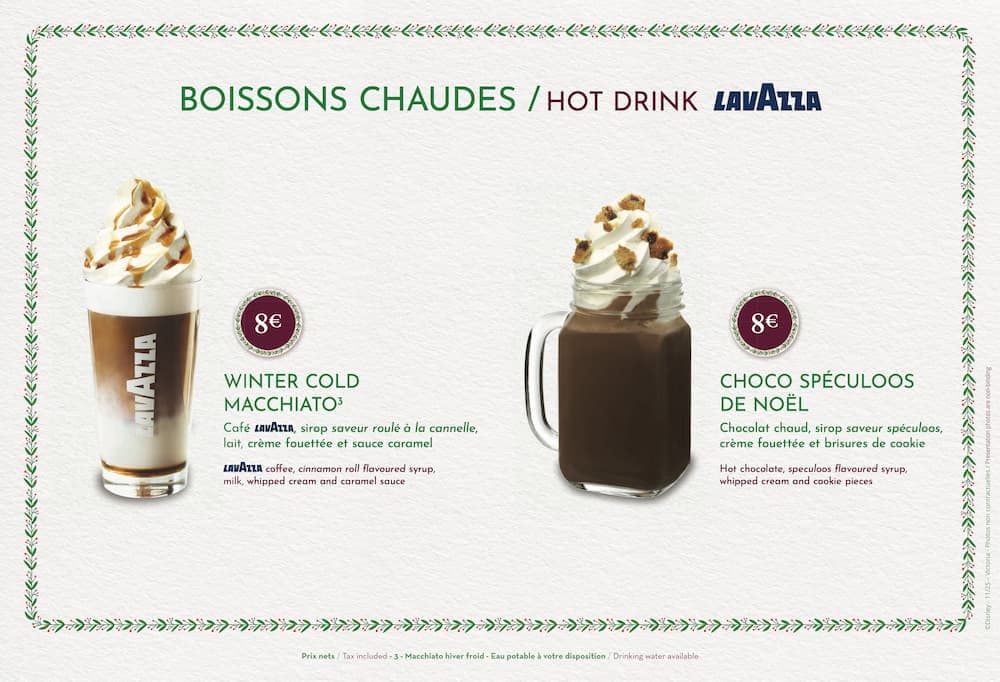 Victoria’s Home-Style Restaurant Christmas menu with seasonal coffees, part of the Disneyland Paris Christmas menus 2025.