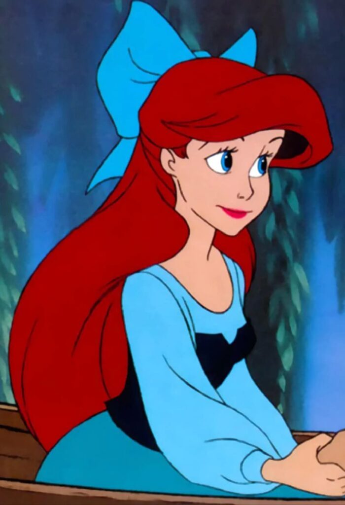 Animated Ariel wearing her blue town dress from The Little Mermaid, inspiration for the Regal View princess costume