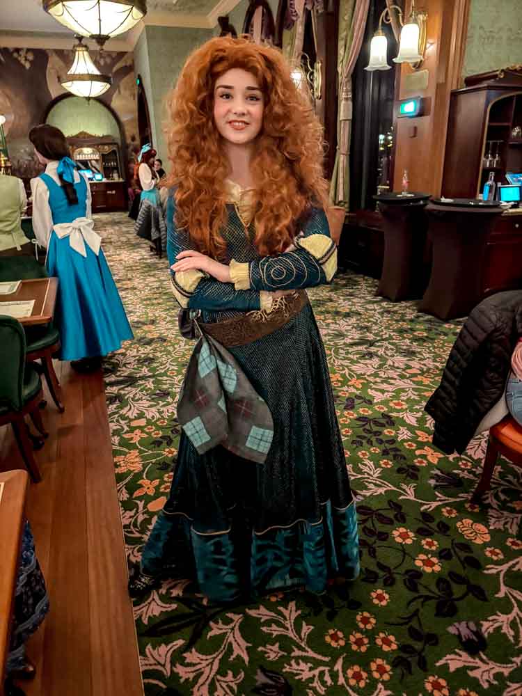 Princess Merida meeting guests at Regal View Restaurant Disneyland Paris