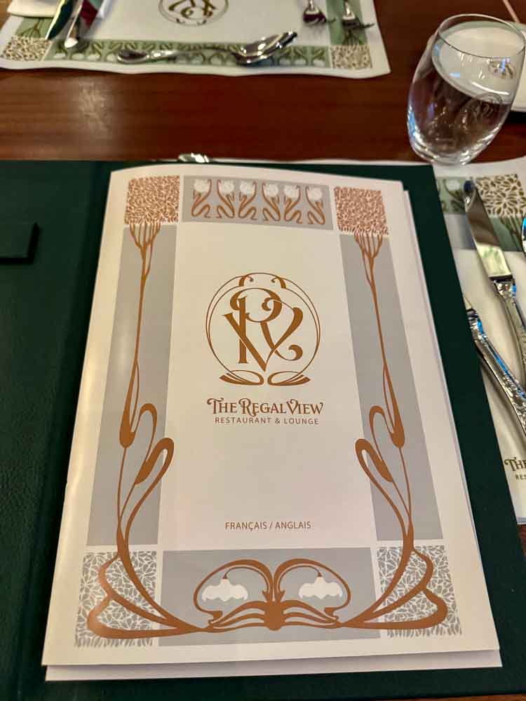 Menu cover for Regal View Restaurant at Disneyland Paris