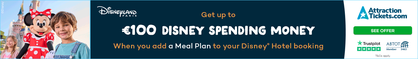 Get up to €100 Disney Spending Money when you add a Meal Plan