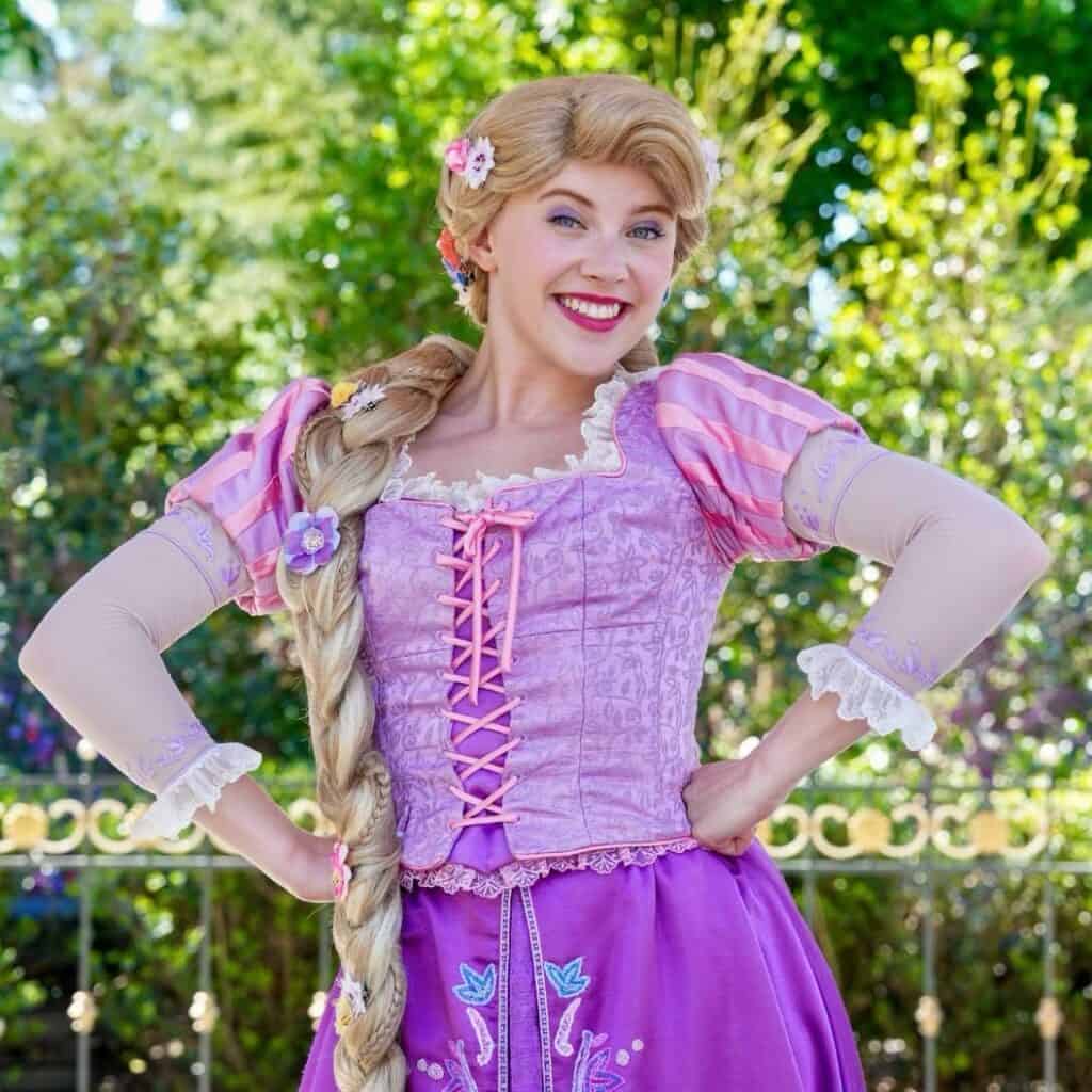 Rapunzel in her Disney Princess Cavalcade outfit at Disney Adventure World
