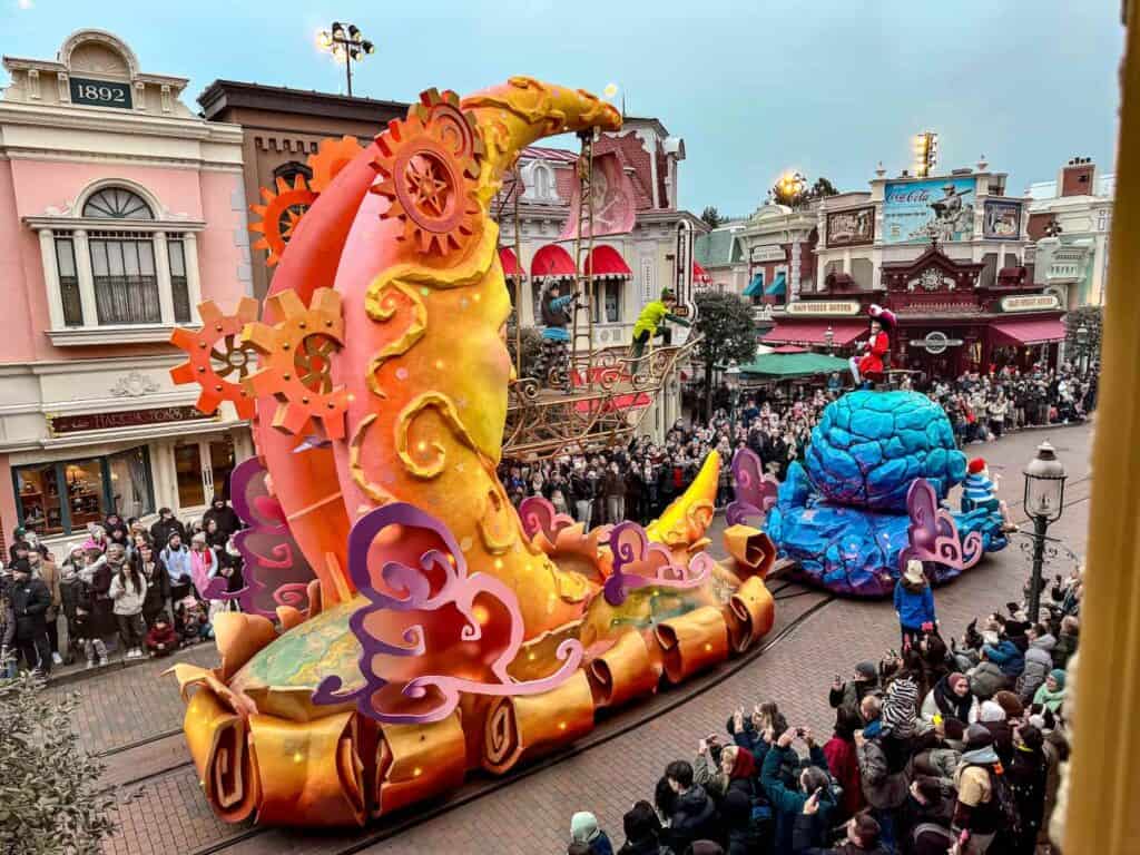Parade viewed from a Main Street window, the vantage point I recommend when booking Walt's